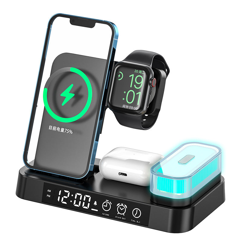 4 In 1 Wireless Charger Station With Alarm Clock