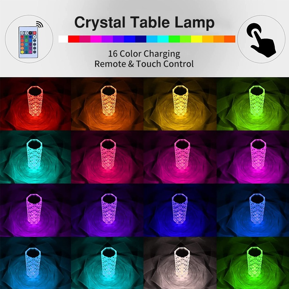 LED Crystal Lamp Rose Light Touch Table Lamps