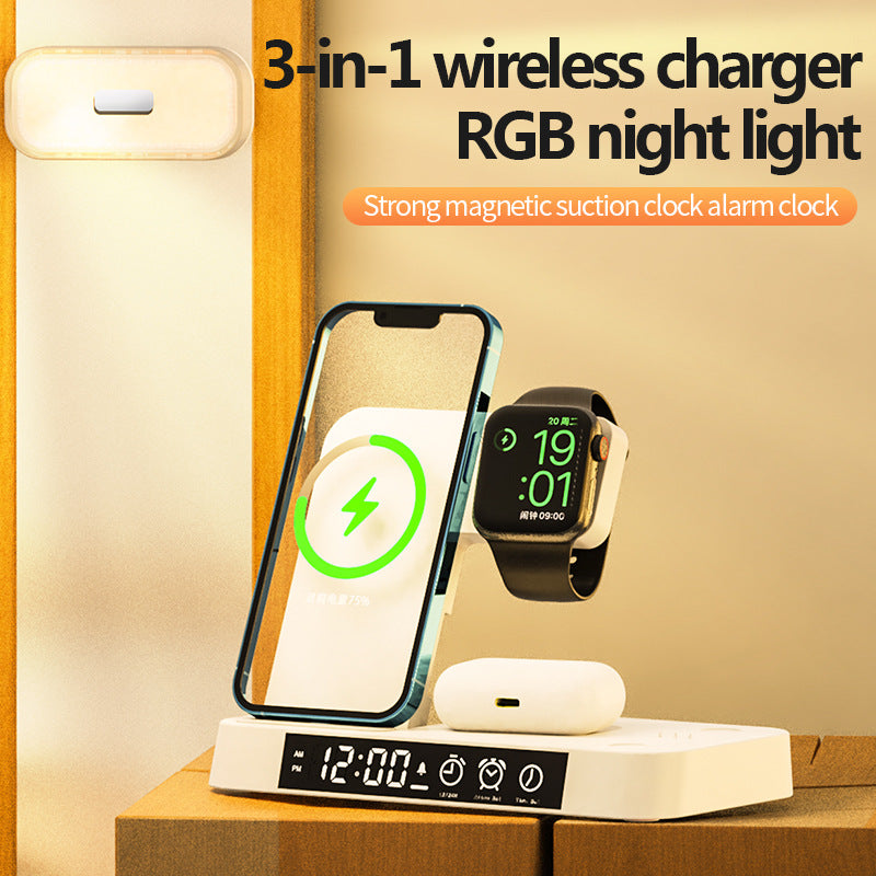 4 In 1 Wireless Charger Station With Alarm Clock